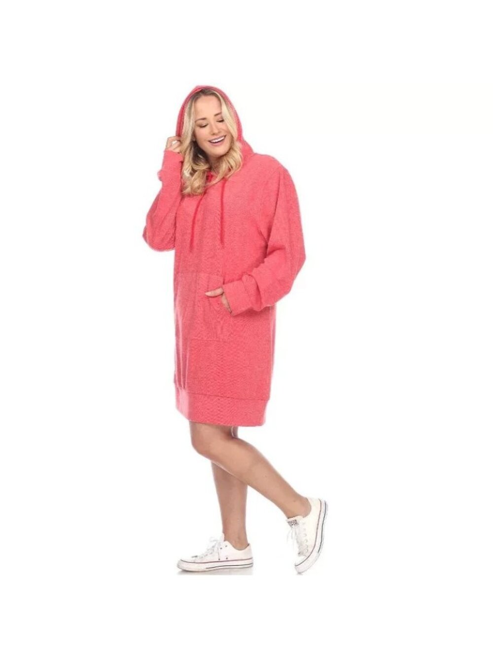 White Mark Hoodie Sweatshirt Dress Hoodie Pullover Polyester Red Plus Size 1X